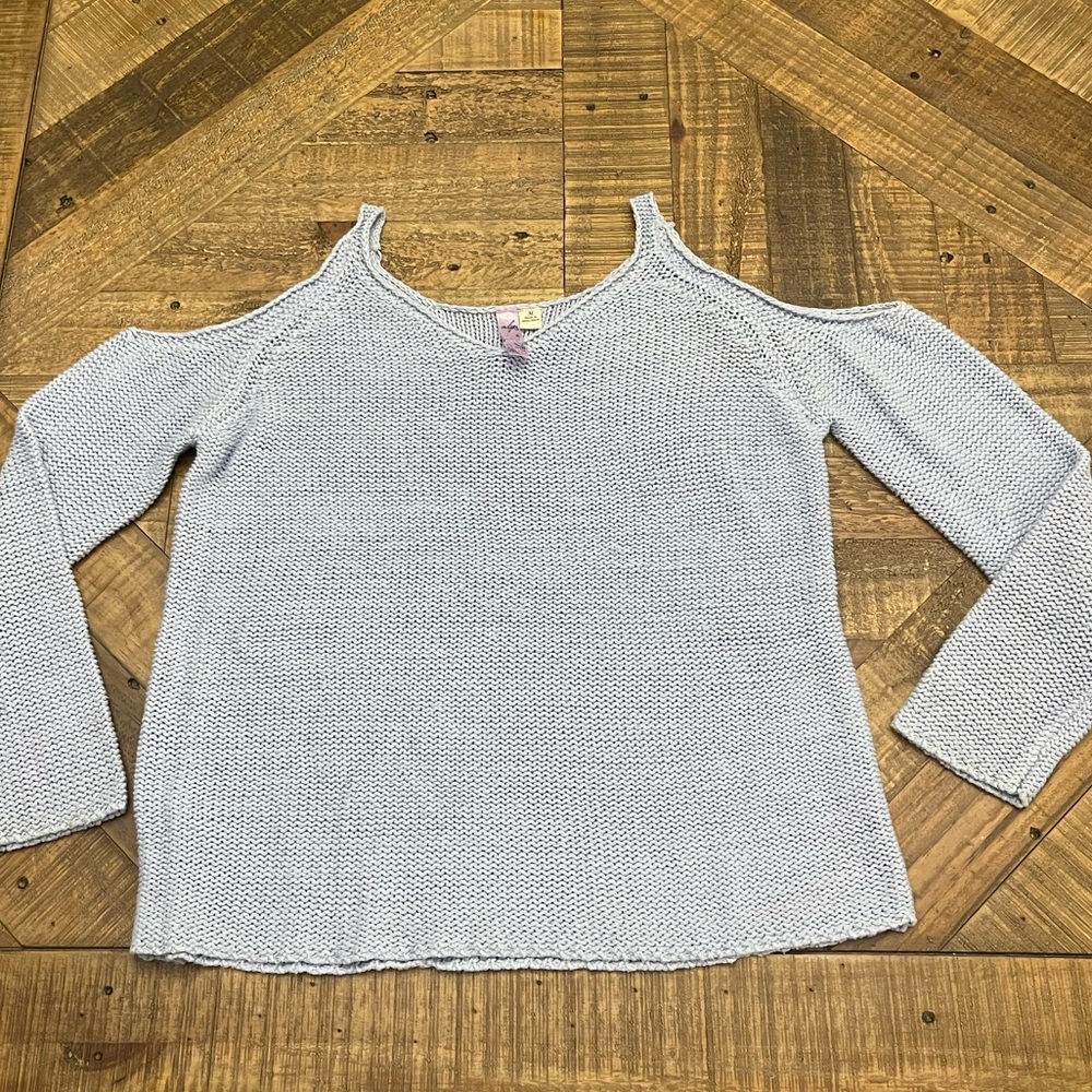 Alya Light Blue Off-Shoulder Knit Sweater
